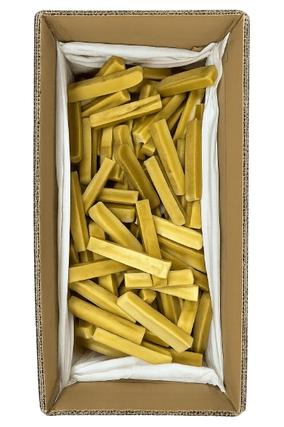 Rows of White Himalayan churpi yak milk dog chews